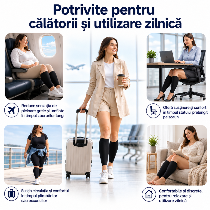 Șosete compresive pentru călătorii și utilizare zilnică